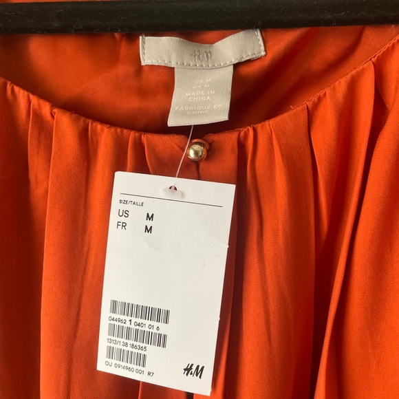 ❤️SOLD OFF PM❤️ NWT H&M Orange Silky Long Sundress Size M - Picture 3 of 4